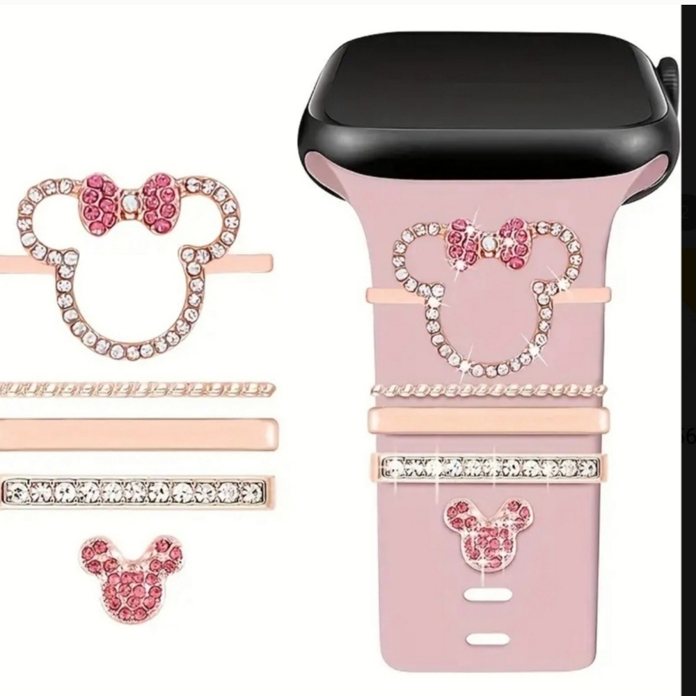 5pcs Cartoon Rhinestone Watchband/ Charms Decoration Compatible Apple Watch Band